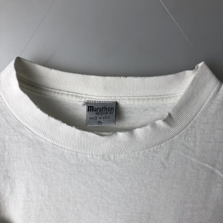 90'S Marathon Apparel Fish Print Animal T-Shirt, Made in USA, Men's XL equivalent, Vintage cotton white type Vintage Second Hand