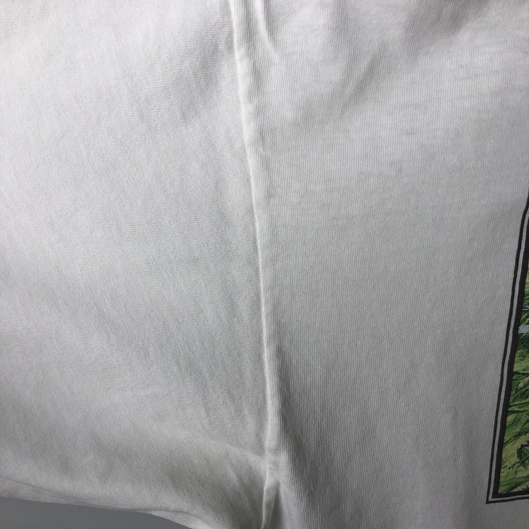 90'S Marathon Apparel Fish Print Animal T-Shirt, Made in USA, Men's XL equivalent, Vintage cotton white type Vintage Second Hand