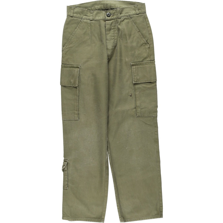 1980'S Dutch Army Military Cargo Pants, Size 74x75 (Men's W29 equivalent), Vintage cotton Khaki type Vintage Second Hand