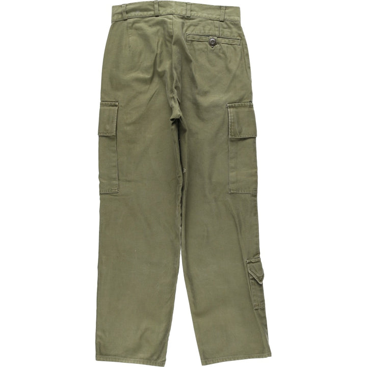 1980'S Dutch Army Military Cargo Pants, Size 74x75 (Men's W29 equivalent), Vintage cotton Khaki type Vintage Second Hand