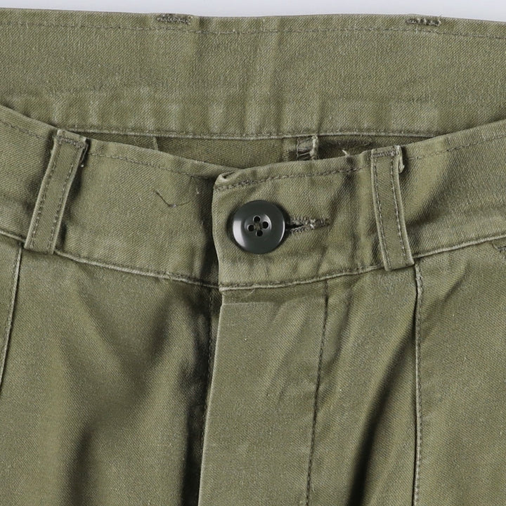 1980'S Dutch Army Military Cargo Pants, Size 74x75 (Men's W29 equivalent), Vintage cotton Khaki type Vintage Second Hand