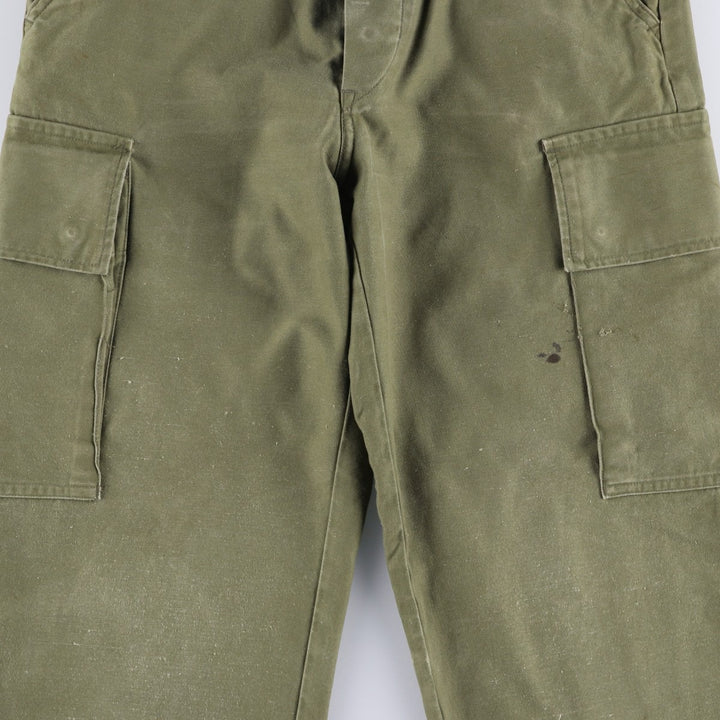 1980'S Dutch Army Military Cargo Pants, Size 74x75 (Men's W29 equivalent), Vintage cotton Khaki type Vintage Second Hand