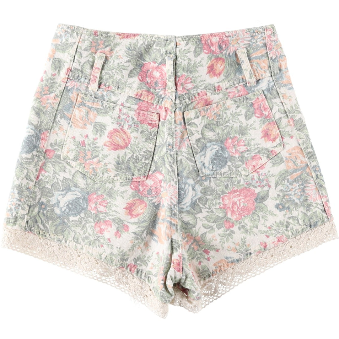 Wet Seal Floral Lace Cotton Shorts, Made in USA, Women's Size S (approx.) cotton ivory Vintage Second Hand