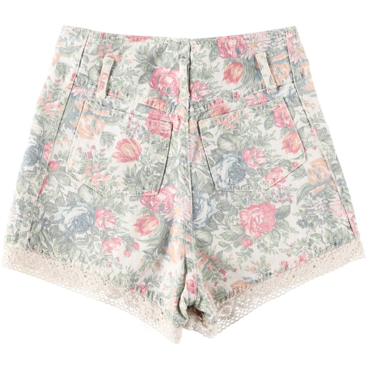 Wet Seal Floral Lace Cotton Shorts, Made in USA, Women's Size S (approx.) cotton ivory Vintage Second Hand