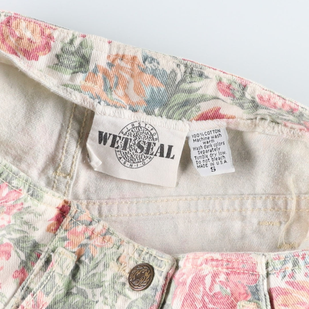 Wet Seal Floral Lace Cotton Shorts, Made in USA, Women's Size S (approx.) cotton ivory Vintage Second Hand