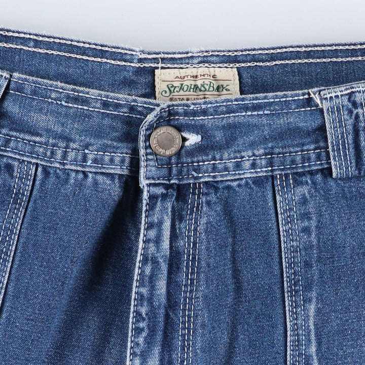 1990'S St. John's Bay denim painter pants, women's size L (equivalent to W28), vintage. cotton navy blue type Vintage Second Hand