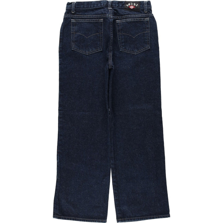 90s-00'S TRUST ME Dark Indigo Bootcut Denim Pants, Made in USA, Women's XL (W32 equivalent), Vintage cotton navy blue type Vintage Second Hand