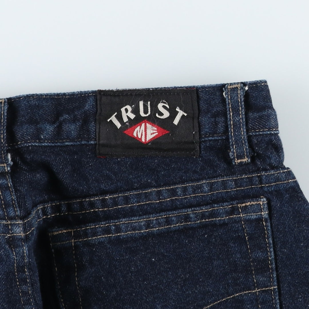 90s-00'S TRUST ME Dark Indigo Bootcut Denim Pants, Made in USA, Women's XL (W32 equivalent), Vintage cotton navy blue type Vintage Second Hand