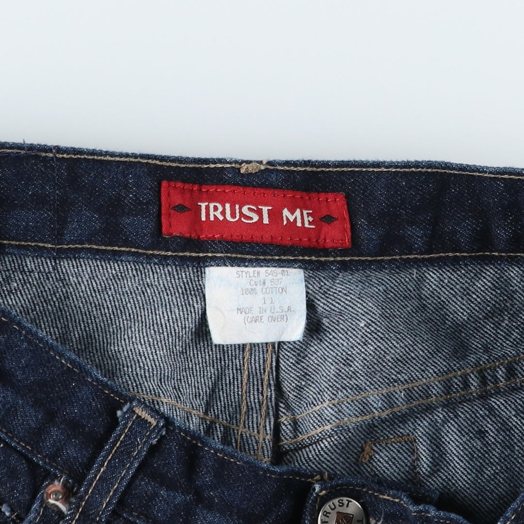 90s-00'S TRUST ME Dark Indigo Bootcut Denim Pants, Made in USA, Women's XL (W32 equivalent), Vintage cotton navy blue type Vintage Second Hand
