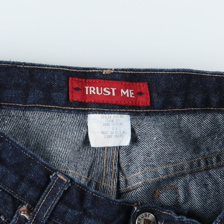 90s-00'S TRUST ME Dark Indigo Bootcut Denim Pants, Made in USA, Women's XL (W32 equivalent), Vintage cotton navy blue type Vintage Second Hand
