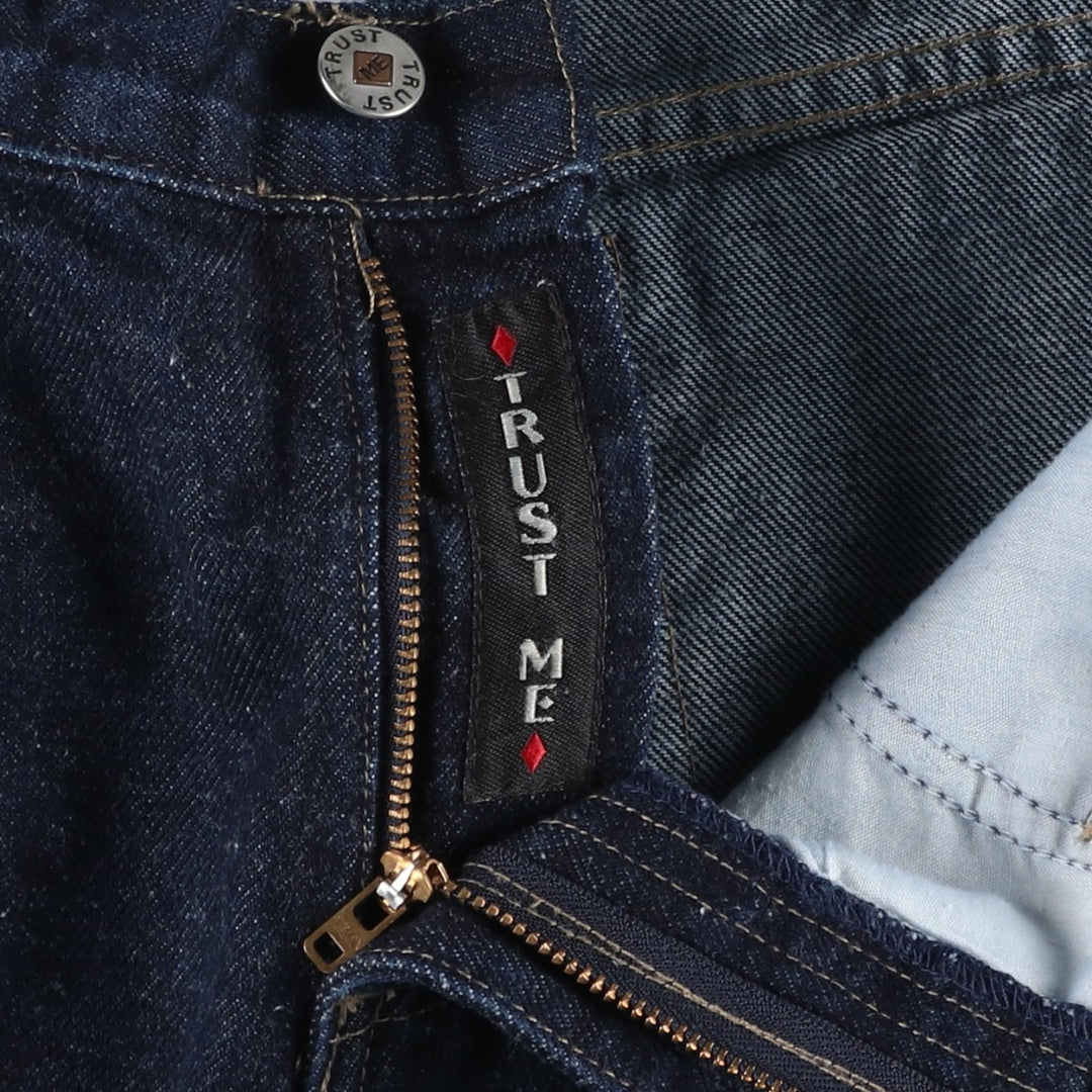 90s-00'S TRUST ME Dark Indigo Bootcut Denim Pants, Made in USA, Women's XL (W32 equivalent), Vintage cotton navy blue type Vintage Second Hand