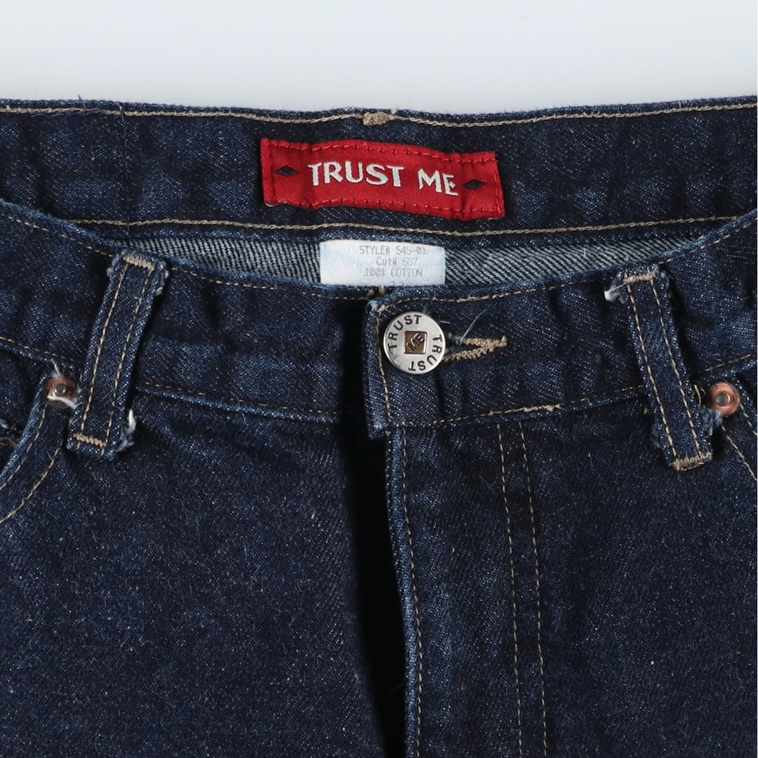 90s-00'S TRUST ME Dark Indigo Bootcut Denim Pants, Made in USA, Women's XL (W32 equivalent), Vintage cotton navy blue type Vintage Second Hand