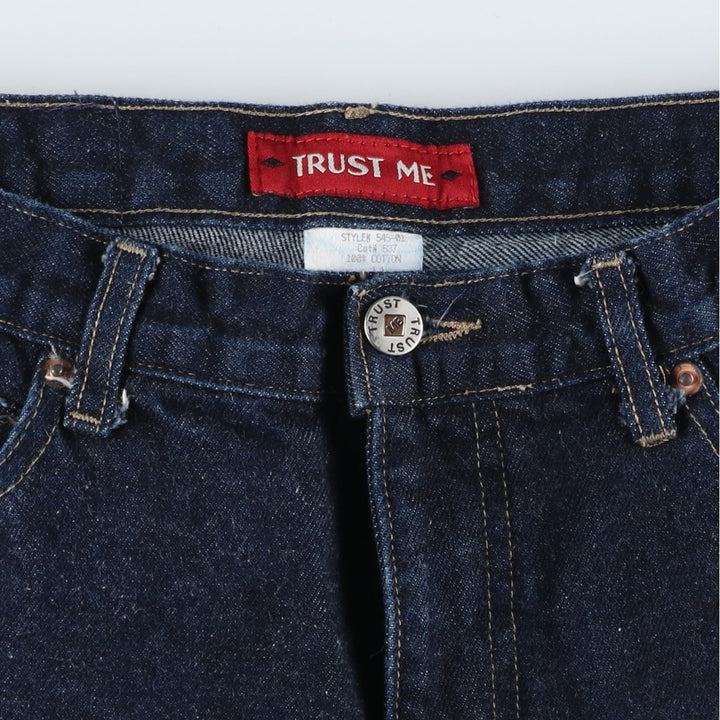 90s-00'S TRUST ME Dark Indigo Bootcut Denim Pants, Made in USA, Women's XL (W32 equivalent), Vintage cotton navy blue type Vintage Second Hand