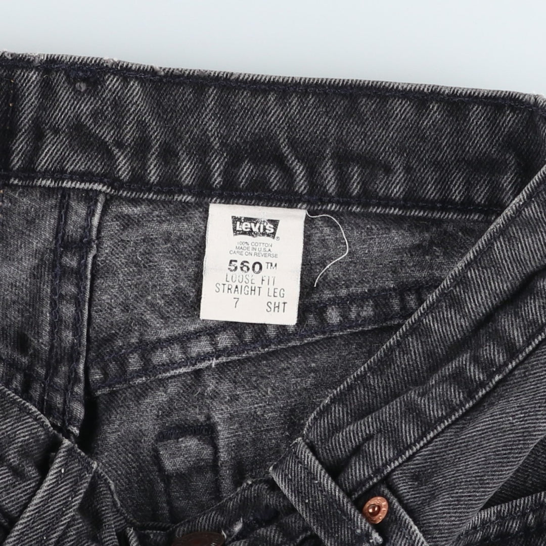 90'S Levi's 10560-0260 Loose Fit Straight Leg Black Denim Tapered Jeans, Women's Size L (W28 equivalent) cotton black type Vintage Second Hand