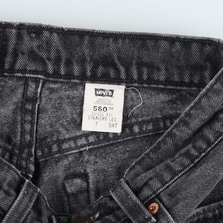 90'S Levi's 10560-0260 Loose Fit Straight Leg Black Denim Tapered Jeans, Women's Size L (W28 equivalent) cotton black type Vintage Second Hand