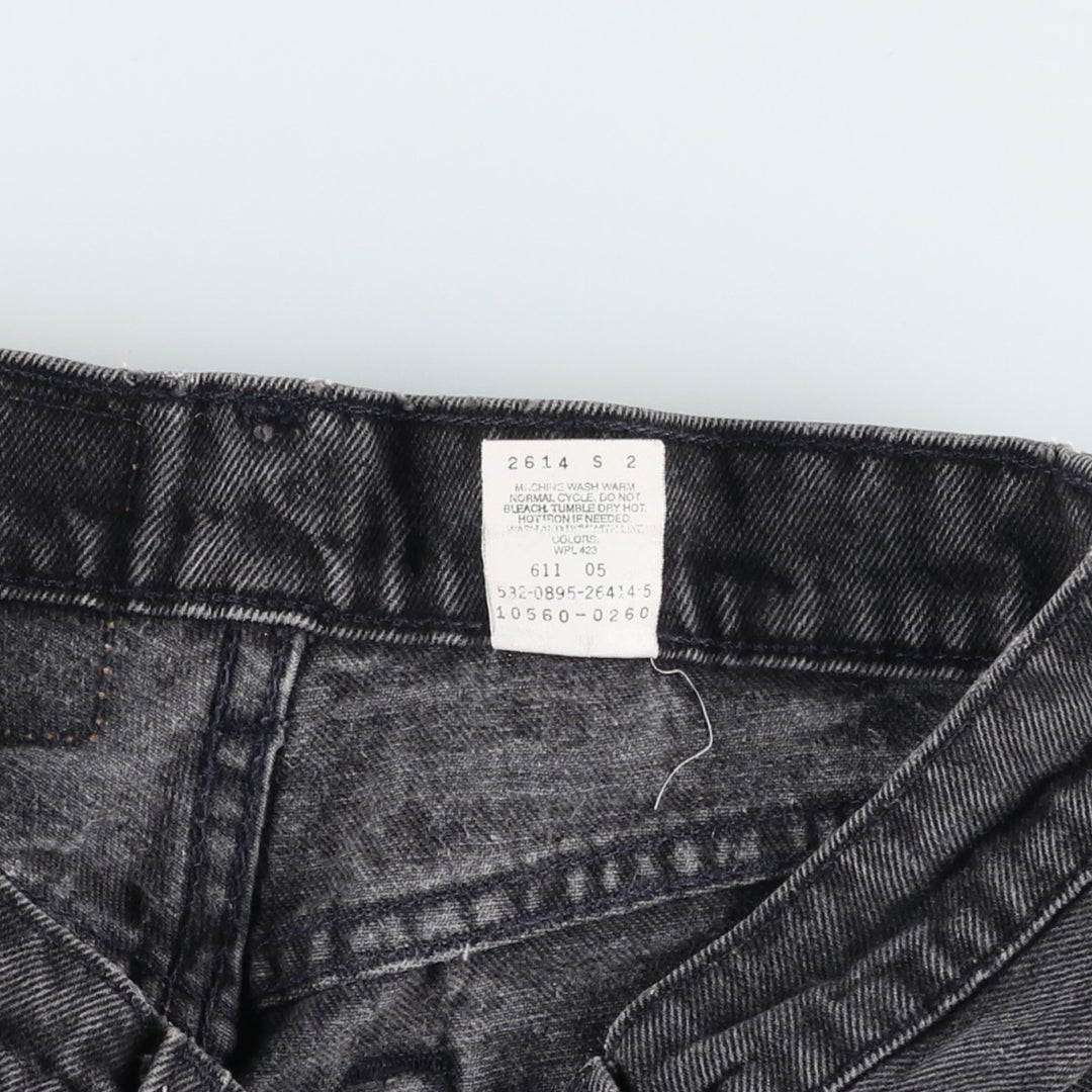 90'S Levi's 10560-0260 Loose Fit Straight Leg Black Denim Tapered Jeans, Women's Size L (W28 equivalent) cotton black type Vintage Second Hand