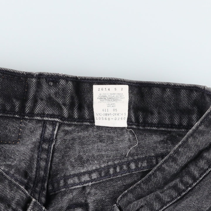 90'S Levi's 10560-0260 Loose Fit Straight Leg Black Denim Tapered Jeans, Women's Size L (W28 equivalent) cotton black type Vintage Second Hand
