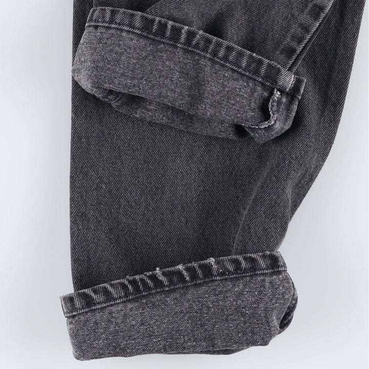 90'S Levi's 10560-0260 Loose Fit Straight Leg Black Denim Tapered Jeans, Women's Size L (W28 equivalent) cotton black type Vintage Second Hand