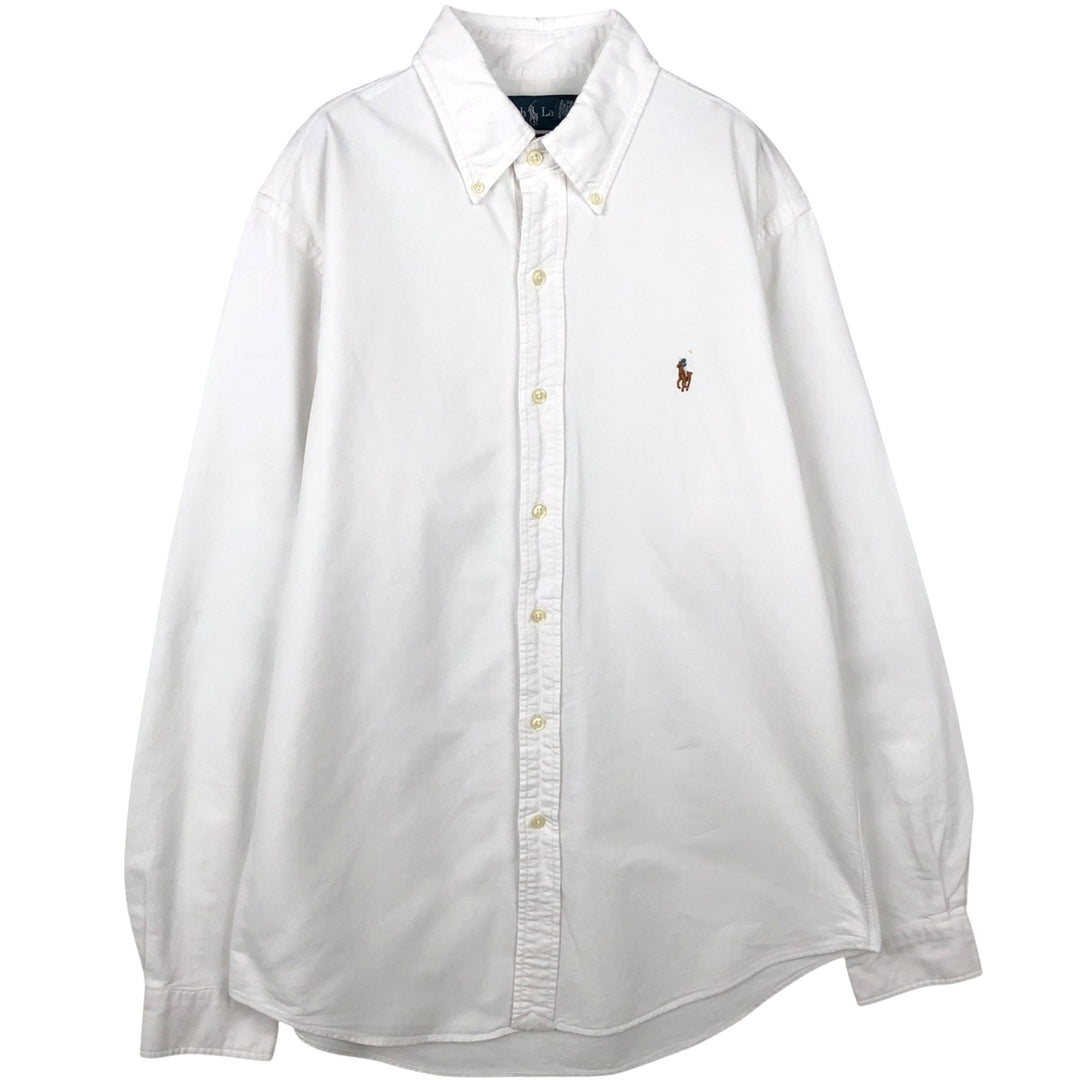Ralph Lauren CUSTOM FIT long sleeve button down shirt, men's size M cotton white type Vintage Second Hand