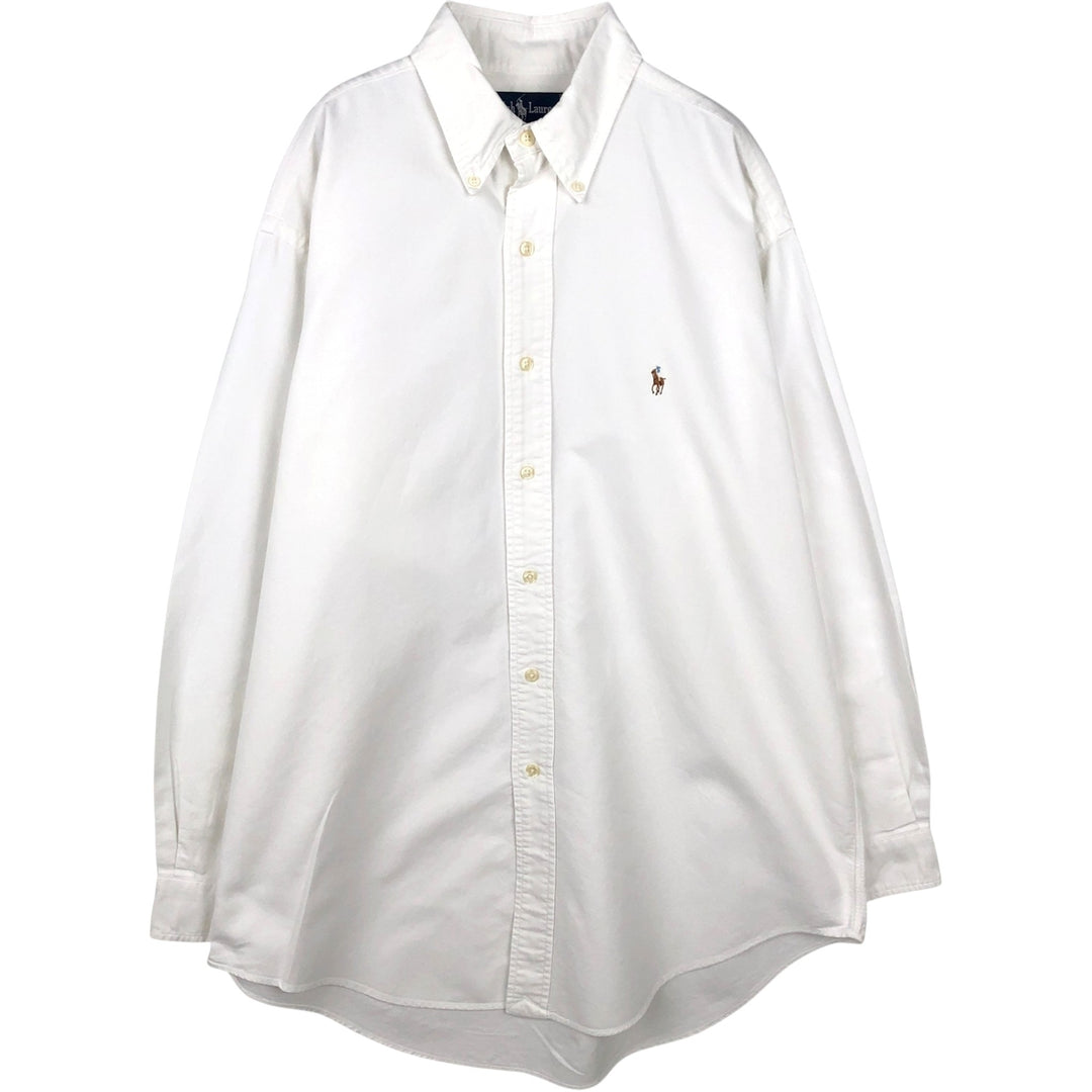 Ralph Lauren long sleeve button down shirt, men's size L cotton white type Vintage Second Hand