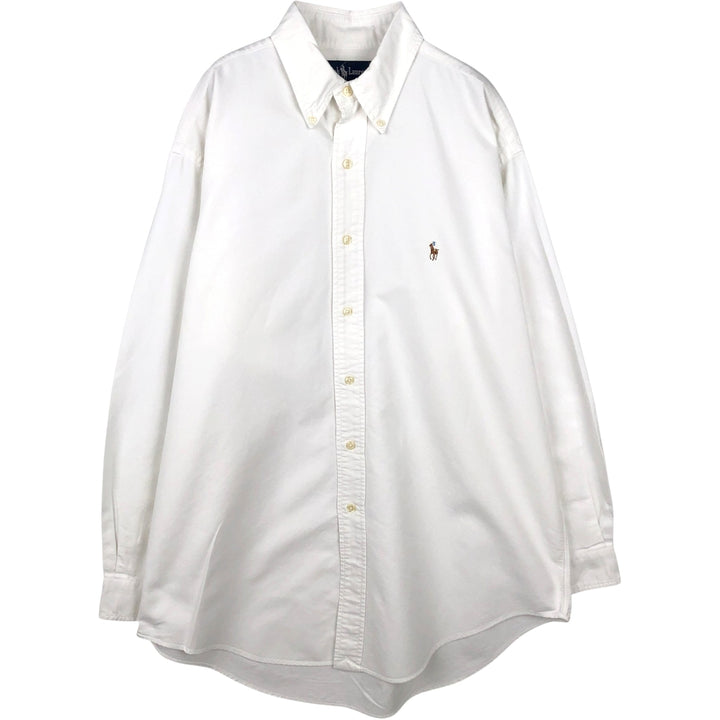 Ralph Lauren long sleeve button down shirt, men's size L cotton white type Vintage Second Hand