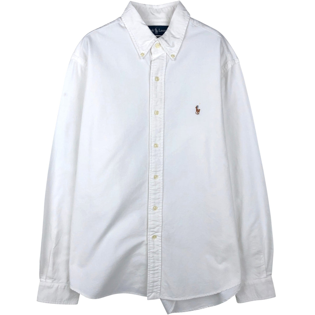 Ralph Lauren CUSTOM FIT long sleeve button down shirt, men's size L cotton white type Vintage Second Hand