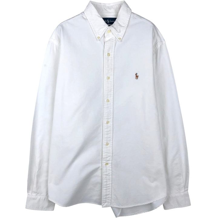 Ralph Lauren CUSTOM FIT long sleeve button down shirt, men's size L cotton white type Vintage Second Hand
