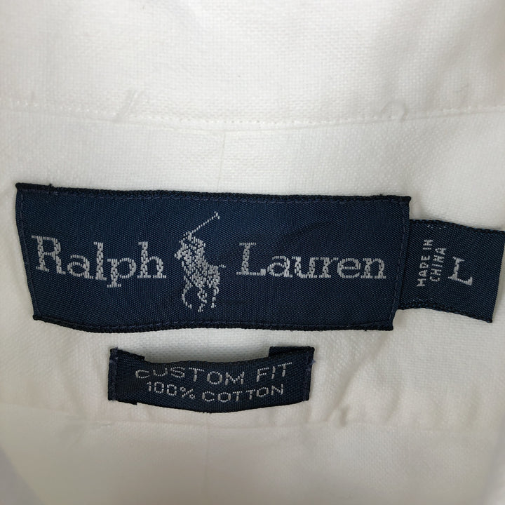 Ralph Lauren CUSTOM FIT long sleeve button down shirt, men's size L cotton white type Vintage Second Hand