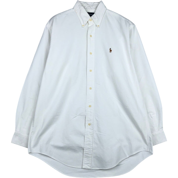 Ralph Lauren YARMOUTH long sleeve button down shirt, men's size M cotton white type Vintage Second Hand