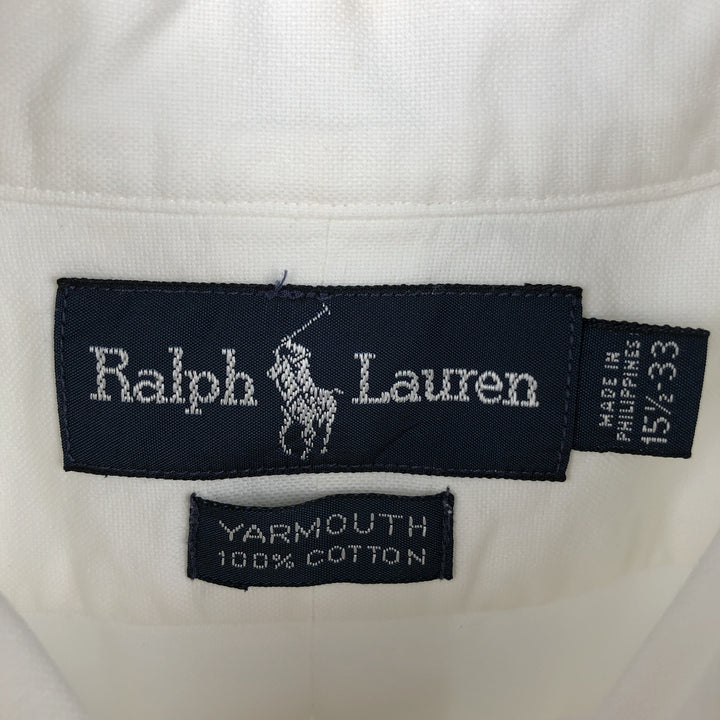 Ralph Lauren YARMOUTH long sleeve button down shirt, men's size M cotton white type Vintage Second Hand