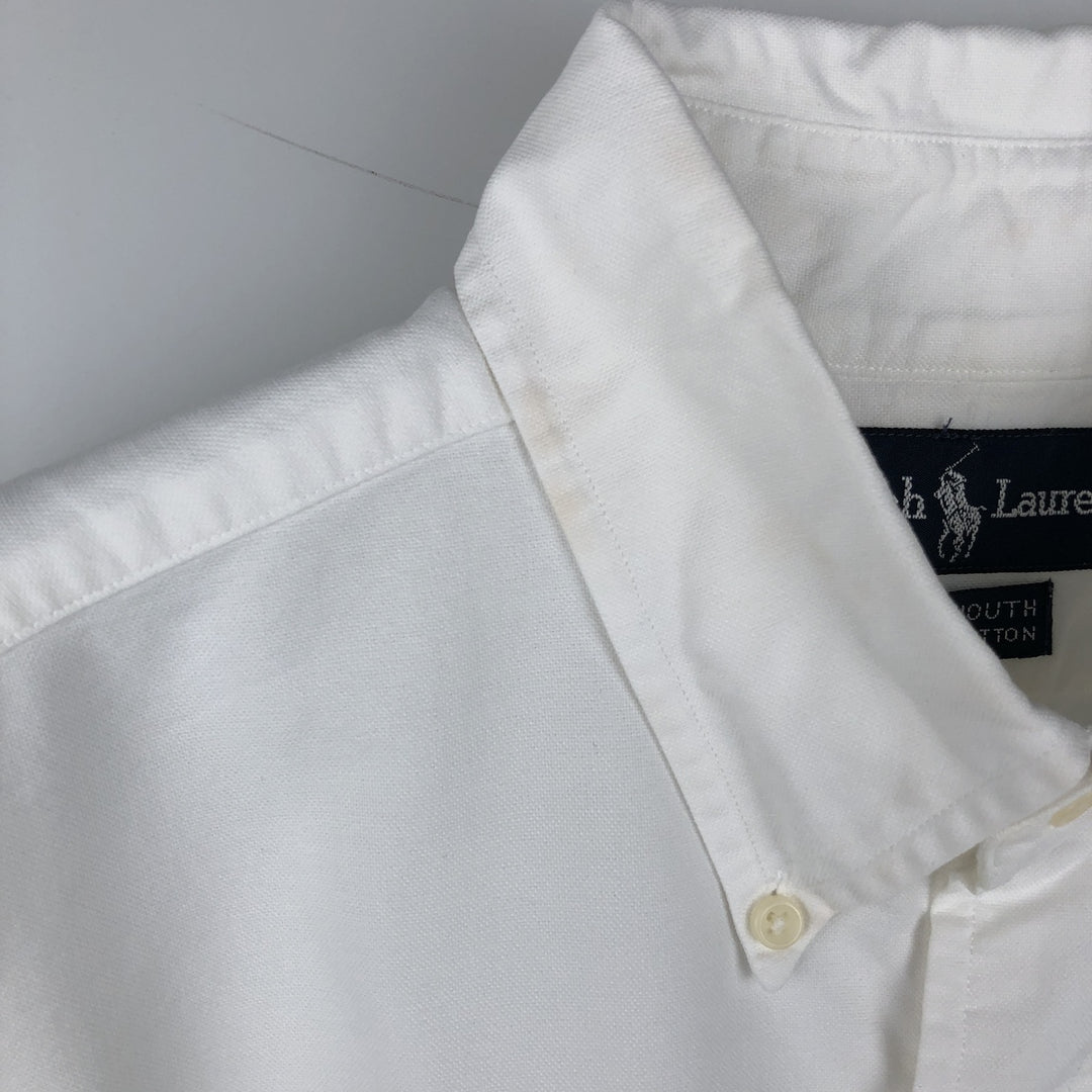 Ralph Lauren YARMOUTH long sleeve button down shirt, men's size M cotton white type Vintage Second Hand