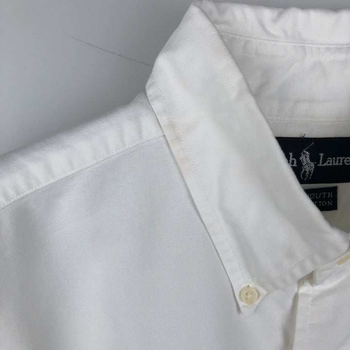 Ralph Lauren YARMOUTH long sleeve button down shirt, men's size M cotton white type Vintage Second Hand