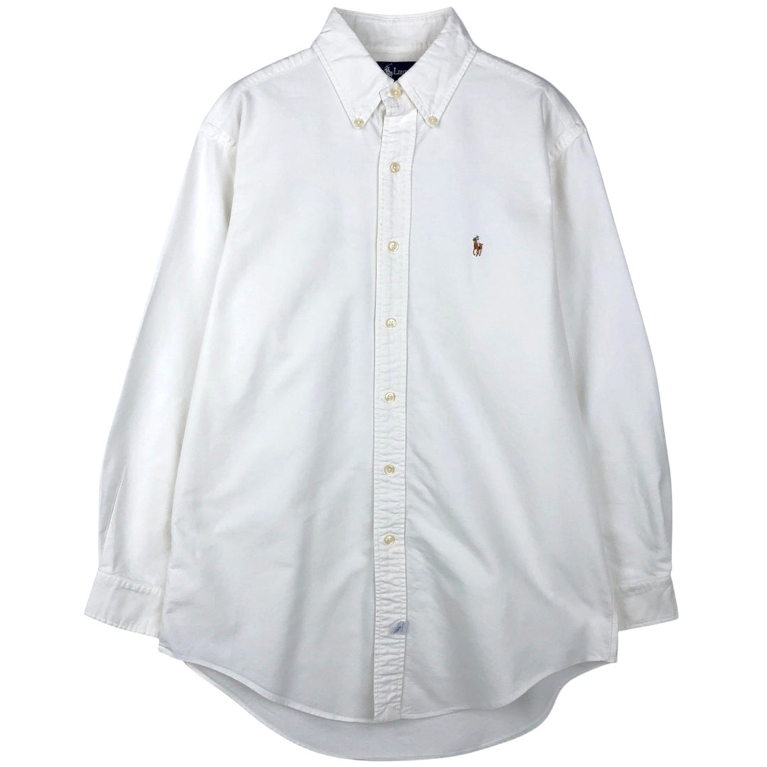 Ralph Lauren long sleeve button down shirt, men's size M cotton white type Vintage Second Hand