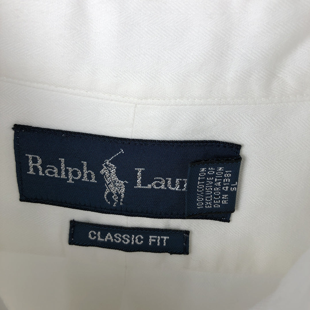 Ralph Lauren Classic Fit Long Sleeve Button Down Shirt, Men's Size L cotton white type Vintage Second Hand