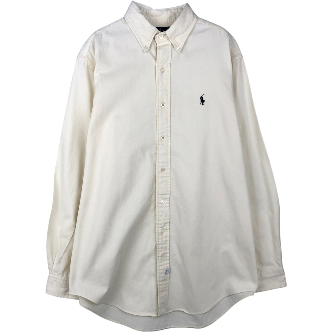 Ralph Lauren long sleeve button down shirt, men's size M cotton Beige type Vintage Second Hand