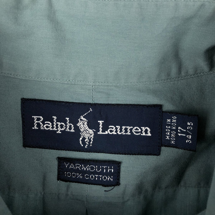 Ralph Lauren YARMOUTH long sleeve button down shirt, men's XL size cotton green type Vintage Second Hand