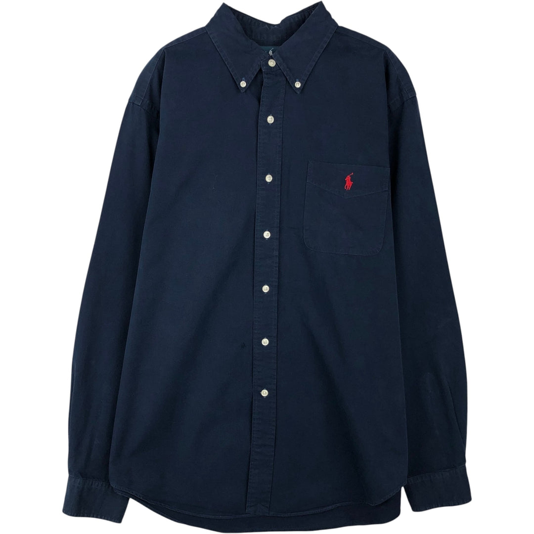 Ralph Lauren Classic Fit Long Sleeve Button Down Shirt, Men's Size L cotton navy blue type Vintage Second Hand