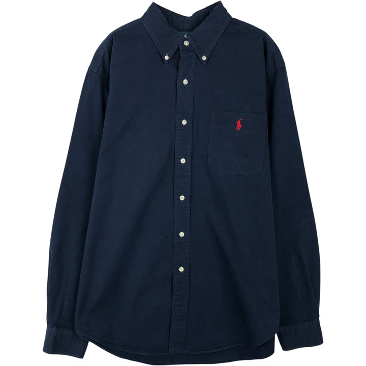 Ralph Lauren Classic Fit Long Sleeve Button Down Shirt, Men's Size L cotton navy blue type Vintage Second Hand