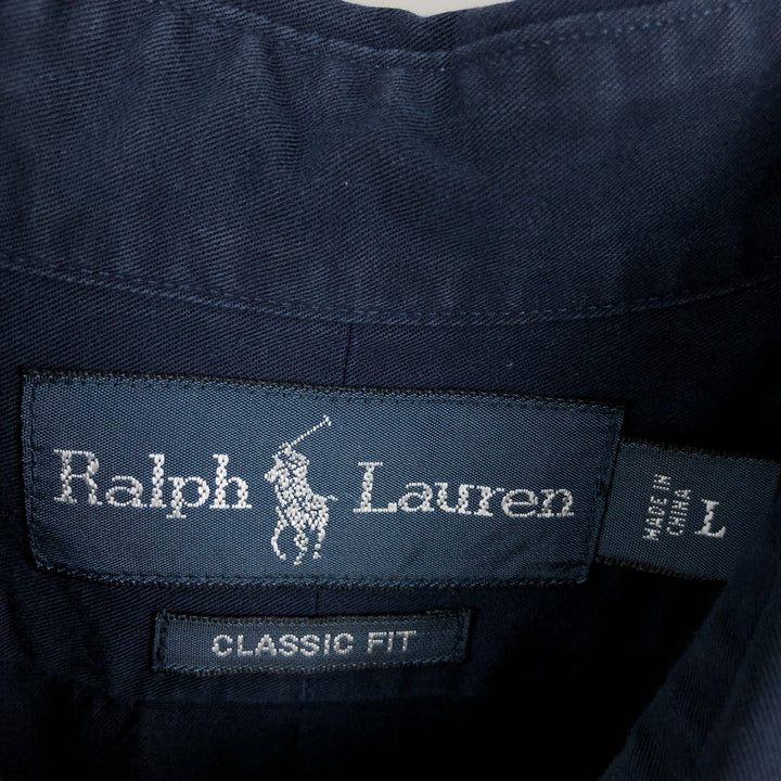 Ralph Lauren Classic Fit Long Sleeve Button Down Shirt, Men's Size L cotton navy blue type Vintage Second Hand