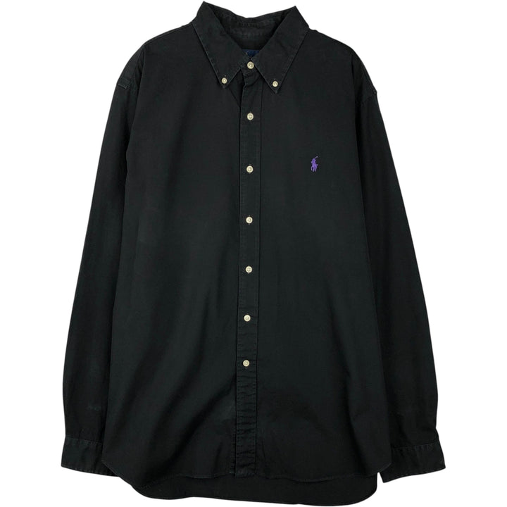Ralph Lauren long sleeve button down shirt, men's XL size cotton black type Vintage Second Hand
