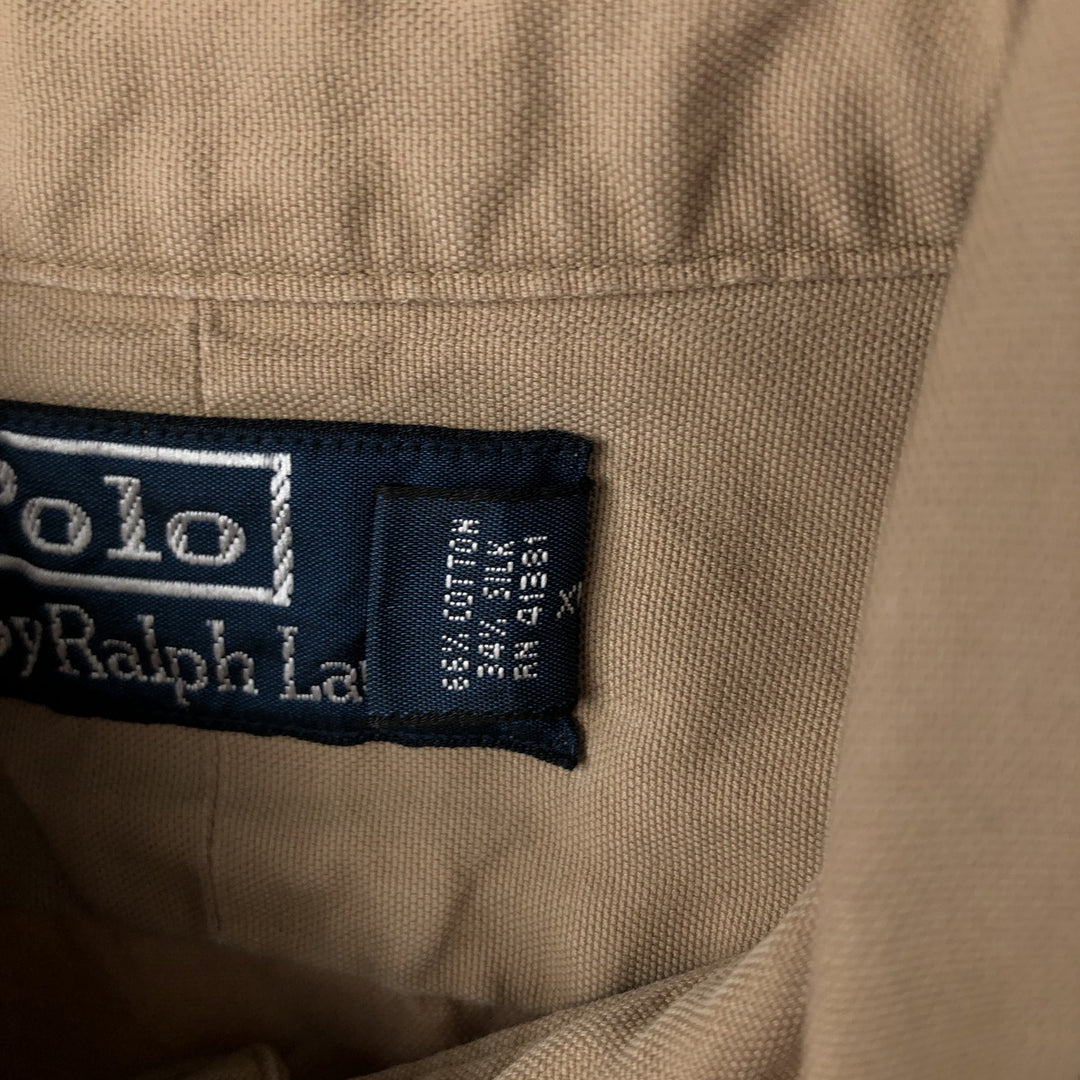 Ralph Lauren POLO by Ralph Lauren long-sleeved cotton shirt, men's size S cotton Beige type Vintage Second Hand
