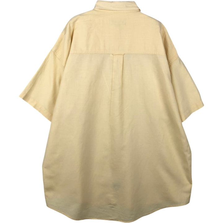 Ralph Lauren CHAPS Short-Sleeve Linen x Cotton Button-Down Shirt, Men's Size XL (approx.) linen unbleached Vintage Second Hand