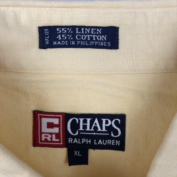 Ralph Lauren CHAPS Short-Sleeve Linen x Cotton Button-Down Shirt, Men's Size XL (approx.) linen unbleached Vintage Second Hand