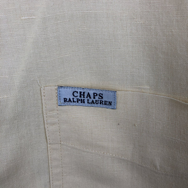 Ralph Lauren CHAPS Short-Sleeve Linen x Cotton Button-Down Shirt, Men's Size XL (approx.) linen unbleached Vintage Second Hand