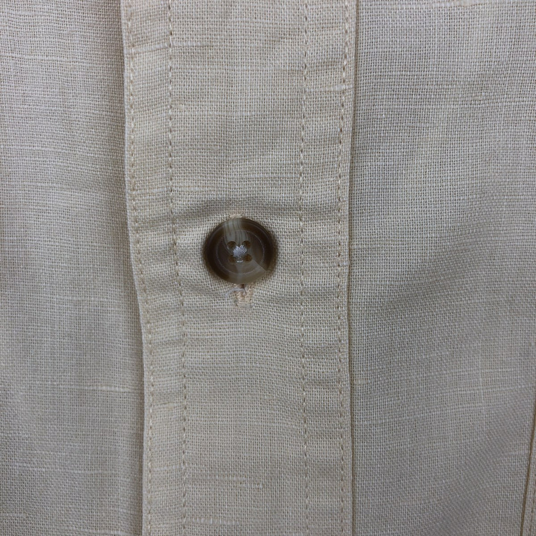 Ralph Lauren CHAPS Short-Sleeve Linen x Cotton Button-Down Shirt, Men's Size XL (approx.) linen unbleached Vintage Second Hand