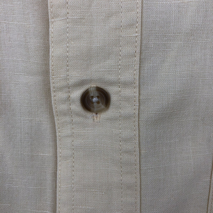 Ralph Lauren CHAPS Short-Sleeve Linen x Cotton Button-Down Shirt, Men's Size XL (approx.) linen unbleached Vintage Second Hand