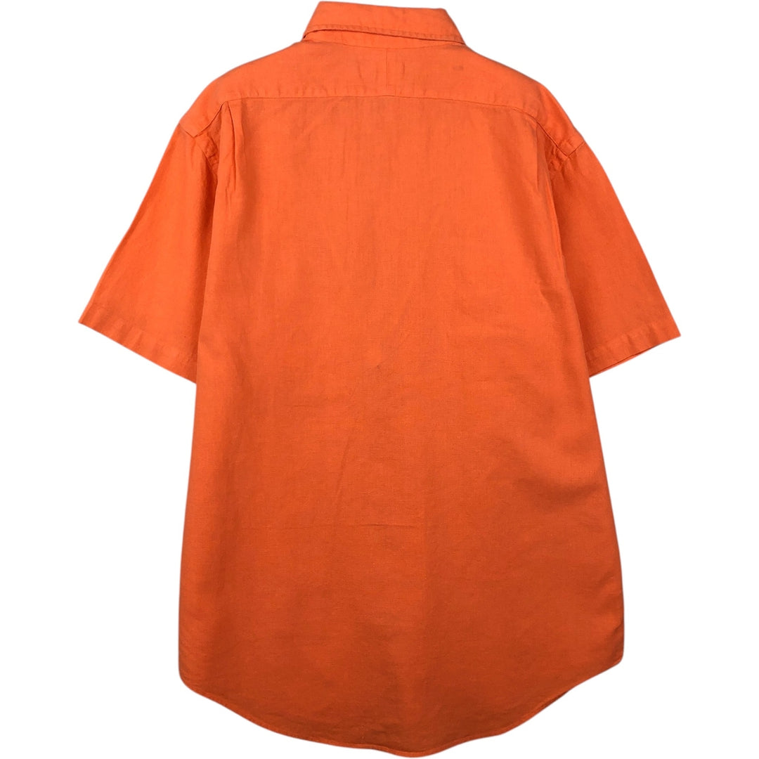 Ralph Lauren POLO by Ralph Lauren Short-Sleeve Linen x Cotton Shirt, Men's Size L (approx.) linen orange type Vintage Second Hand