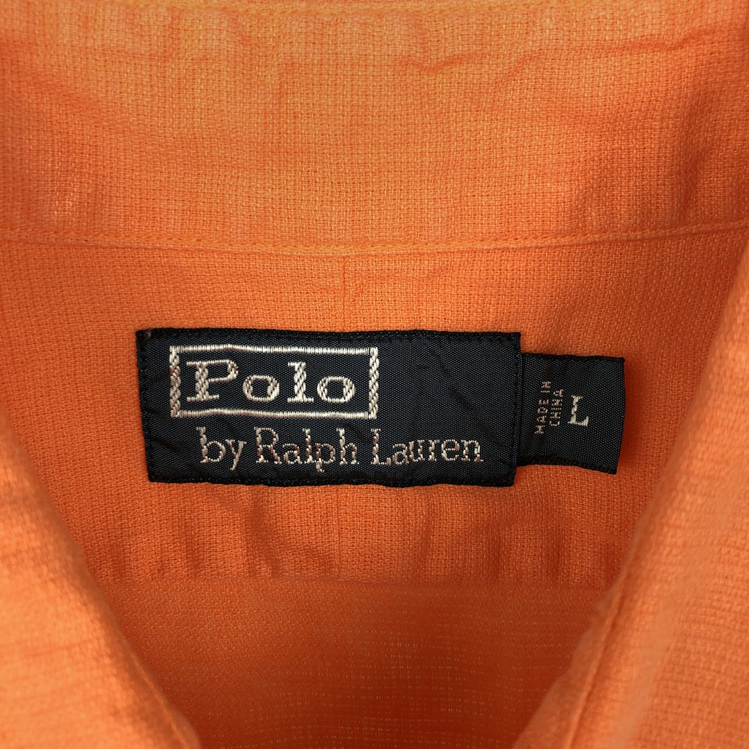 Ralph Lauren POLO by Ralph Lauren Short-Sleeve Linen x Cotton Shirt, Men's Size L (approx.) linen orange type Vintage Second Hand