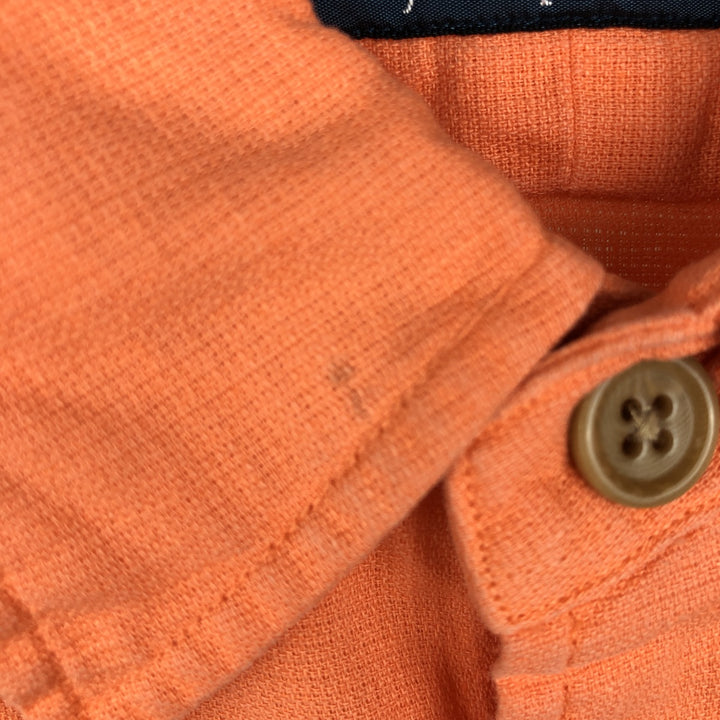 Ralph Lauren POLO by Ralph Lauren Short-Sleeve Linen x Cotton Shirt, Men's Size L (approx.) linen orange type Vintage Second Hand