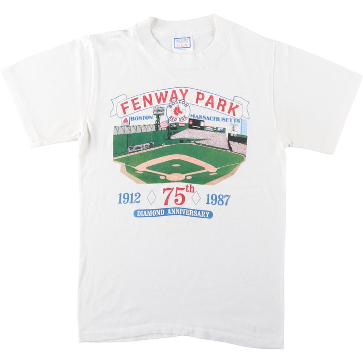 80'S MY SHIRT MLB BOSTON RED SOX Boston Red Sox Sports Print T-Shirt, Made in USA, Men's Size M (approx.), Vintage cotton white type Vintage Second Hand